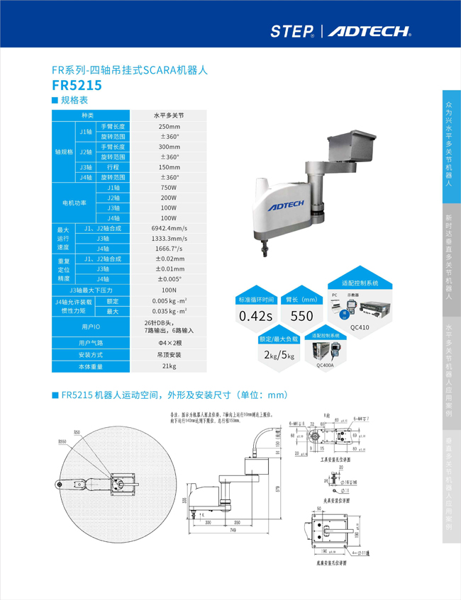 眾為興四軸吊掛式scara機器人FR5215 圖片關(guān)鍵詞